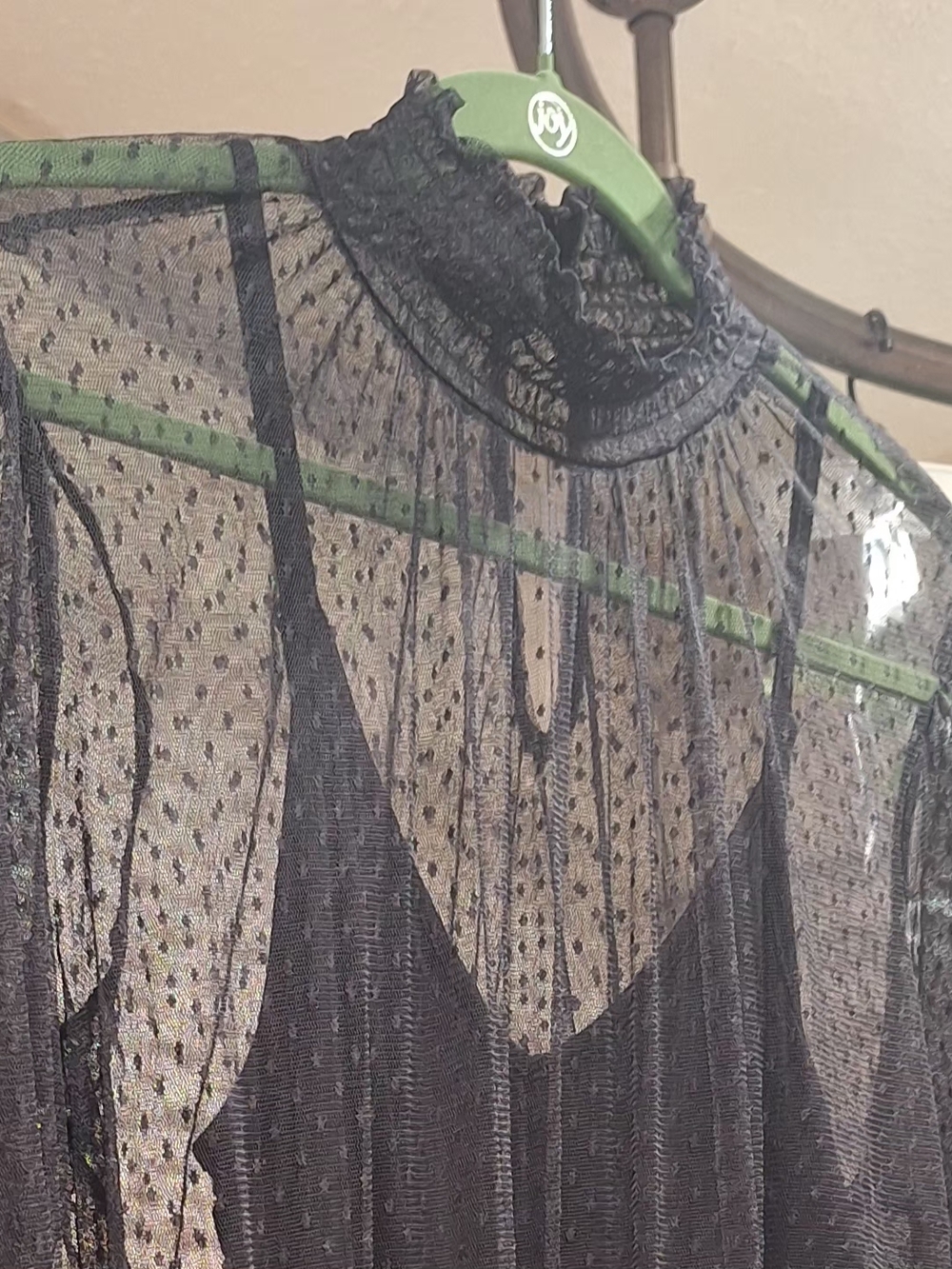 Maurices Sheer Black Dot Mesh High Neck Top One Piece